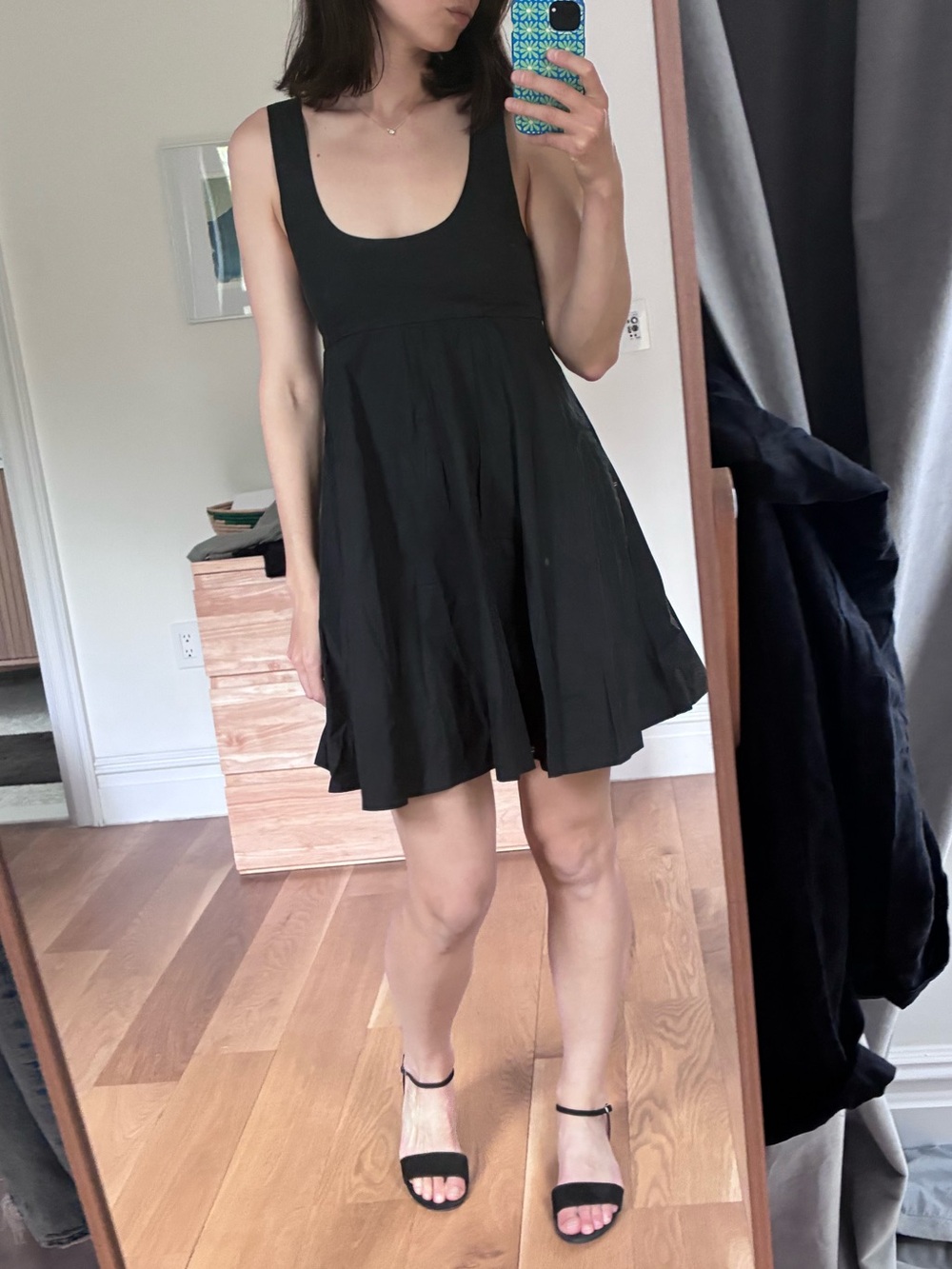 Theory Black Mini Dress with Wide Straps